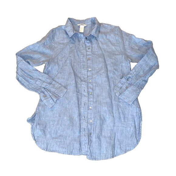 H&M Tops - Linen Button Shirt Size 6 Long Sleeve Womens H&M Light Blue Lightweight